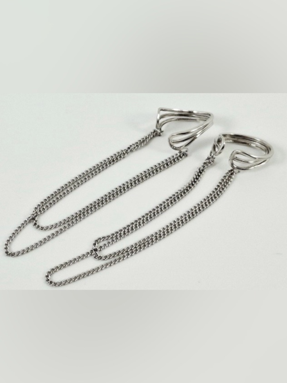 Double Chain 925 Sterling Silver Ear Cuff Set